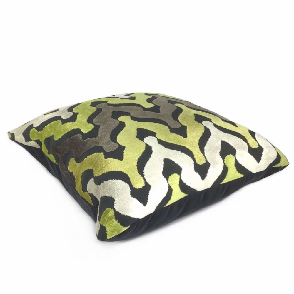 Green Gray Cut Velvet Ogee Waves Pillow Sham