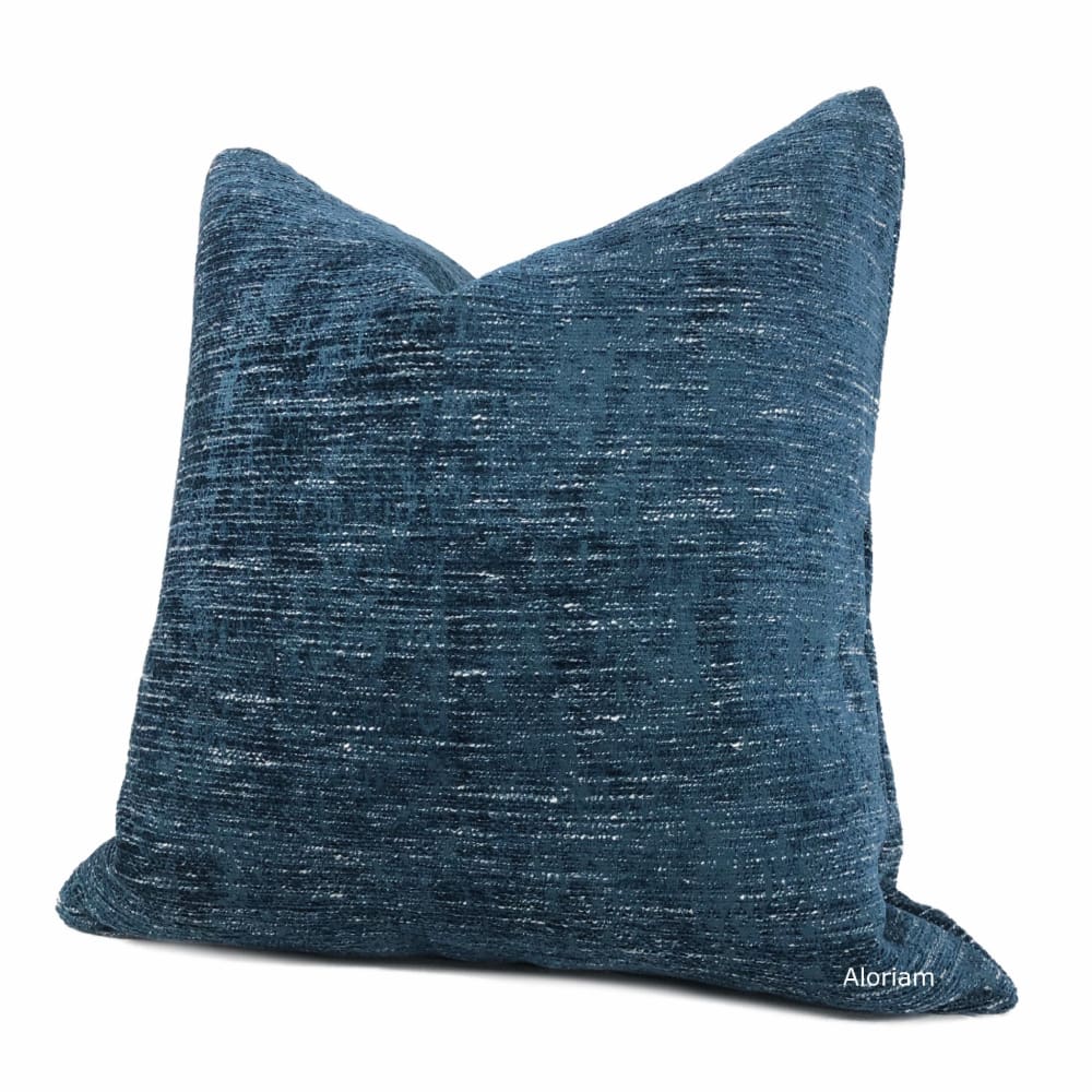 Knox Azure Blue Slub Textured Chenille Pillow Cover - Aloriam
