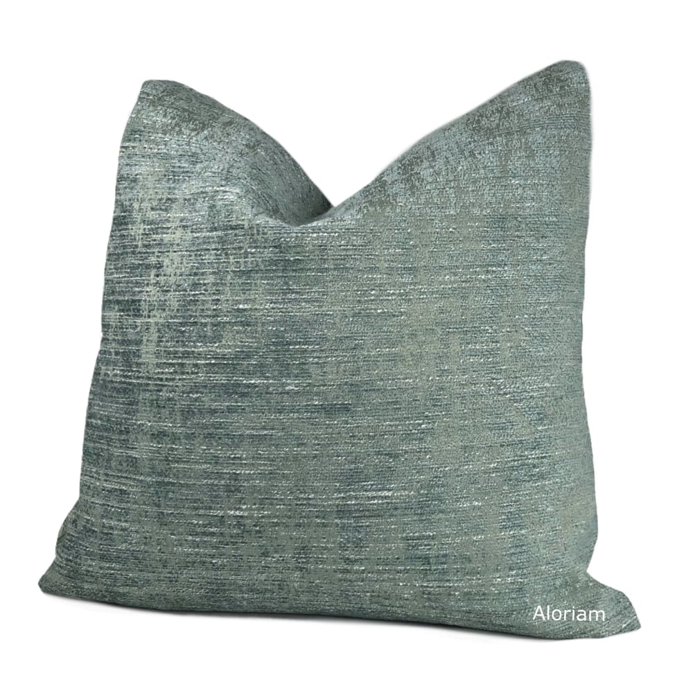 Knox Mineral Green Slub Textured Chenille Pillow Cover - Aloriam