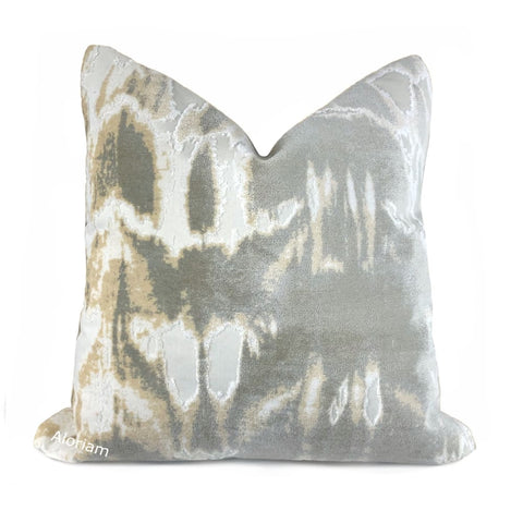 Kodiak III Cream Sand Gray Taupe Abstract Velvet Pillow Cover - Aloriam