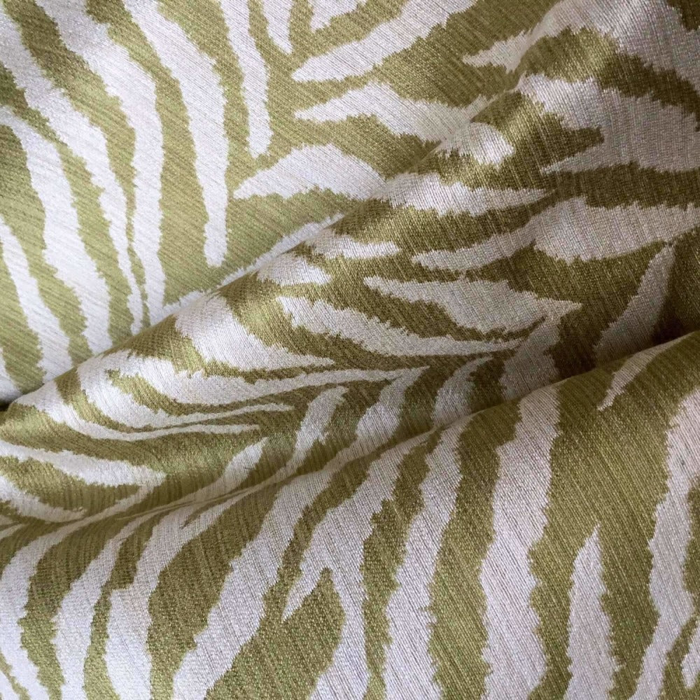 Kravet 32081.3 Faux Tiger Animal Stripe Green Ivory Pillow Cushion Zipper Cover