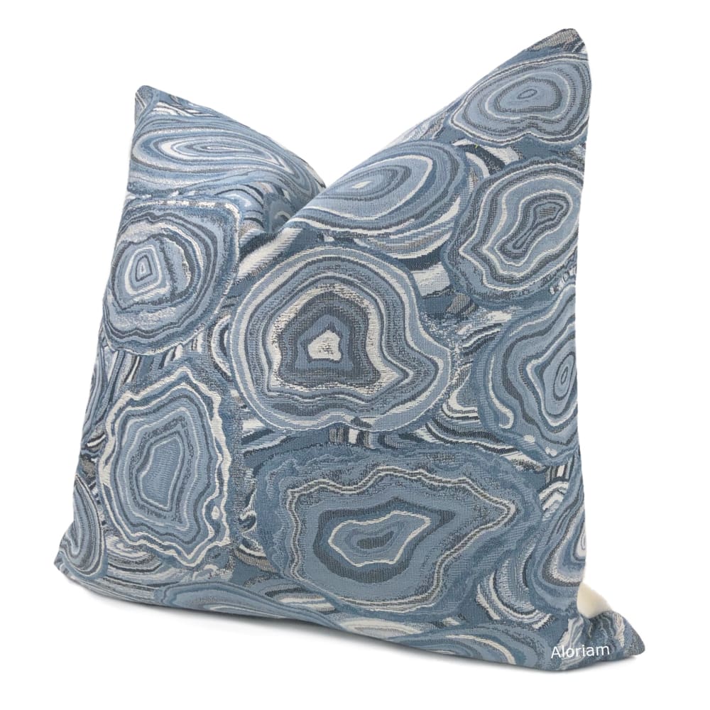 Kravet 34707 Blue Gray Off-White Agate Pattern Pillow Cover - Aloriam