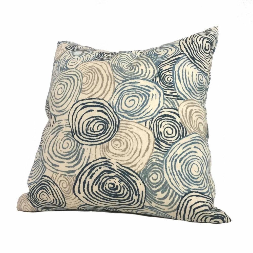 Kravet Jeffrey Alan Marks Spiro River Blue Beige Cream Pillow Cover by Aloriam