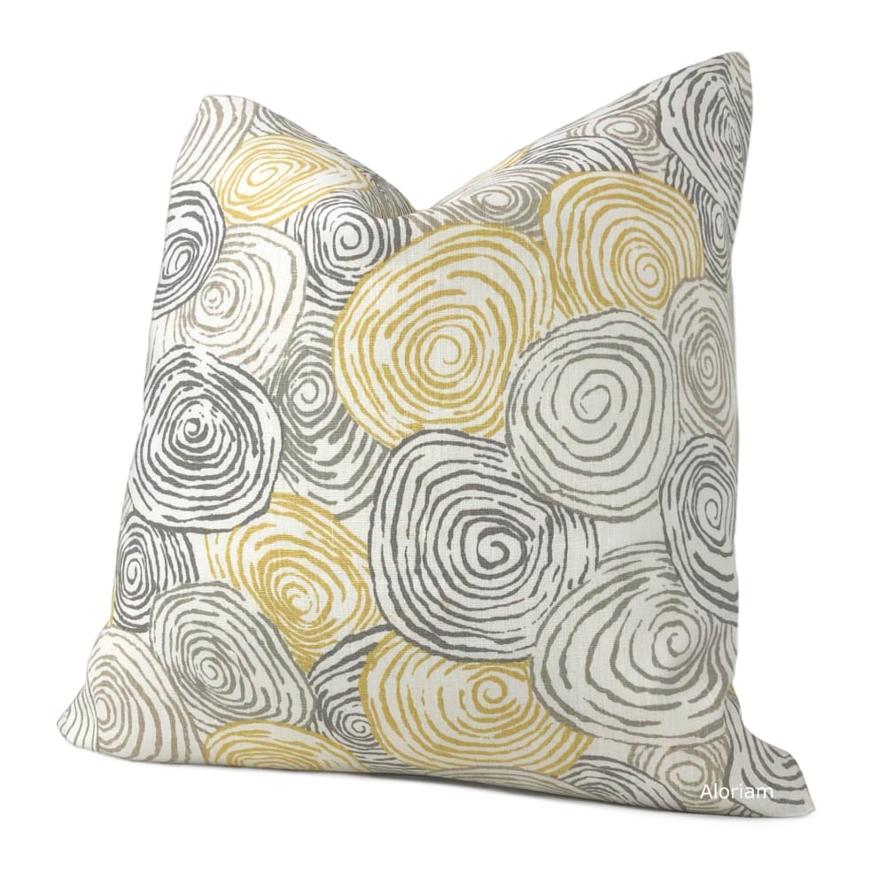 Kravet Jeffrey Alan Marks Spiro River Yellow Gray Cream Pillow Cover - Aloriam