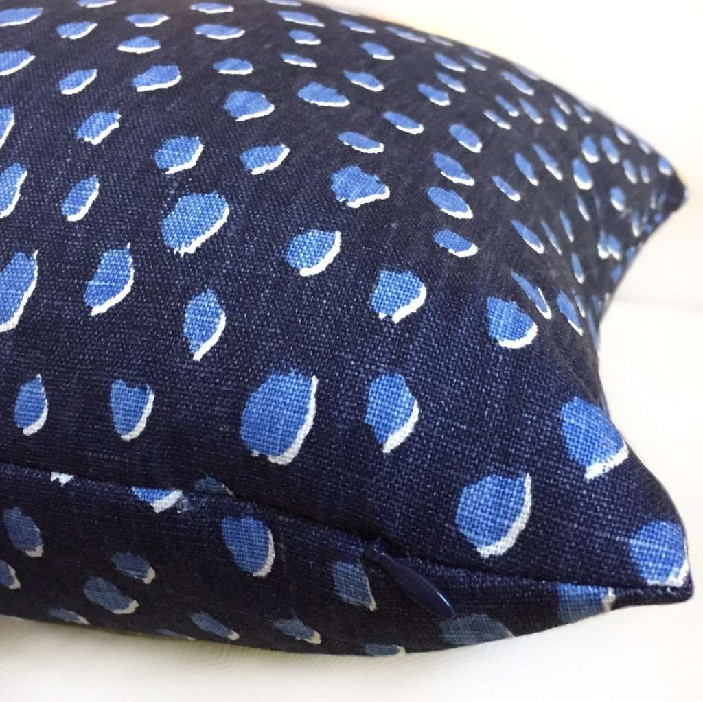 Kravet Kate Spade Fauna Navy Blue Animal Spots Small Dots Pillow Cover by Aloriam