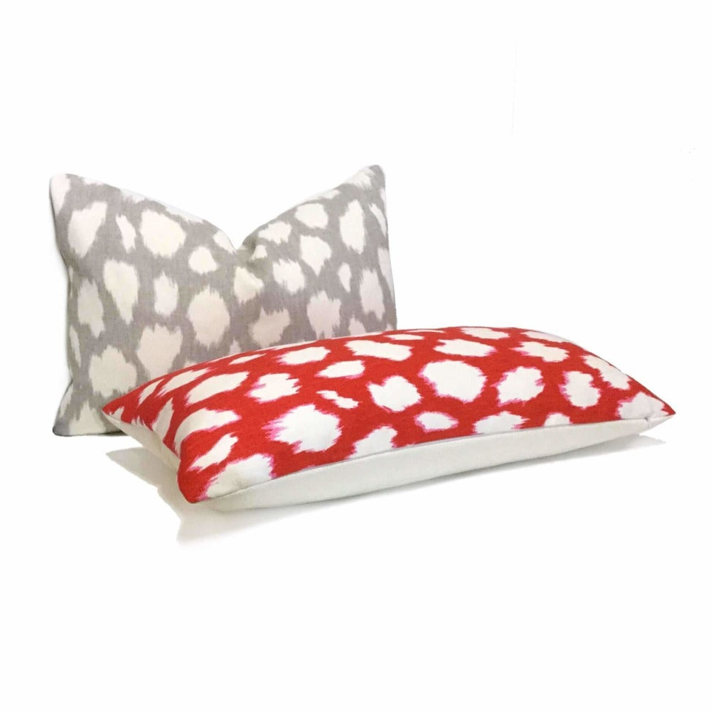 Kravet Kate Spade Maraschino Red Modern Jungle Cat Spotted Linen Pillow Cover Cushion Pillow Case Euro Sham 16x16 18x18 20x20 22x22 24x24 26x26 28x28 Lumbar Pillow 12x18 12x20 12x24 14x20 16x26 by Aloriam