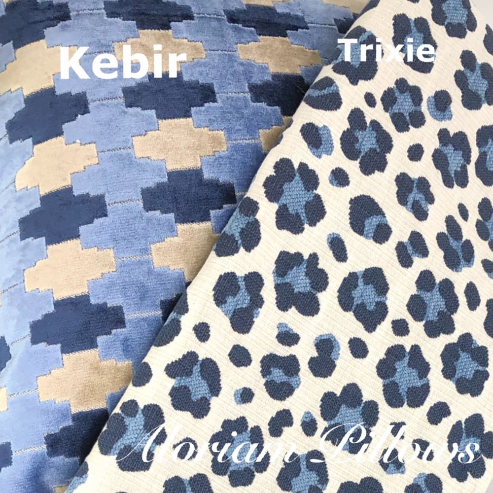 Kravet Kebir Indigo Geometric Tile Velvet Pillow Cover - Aloriam