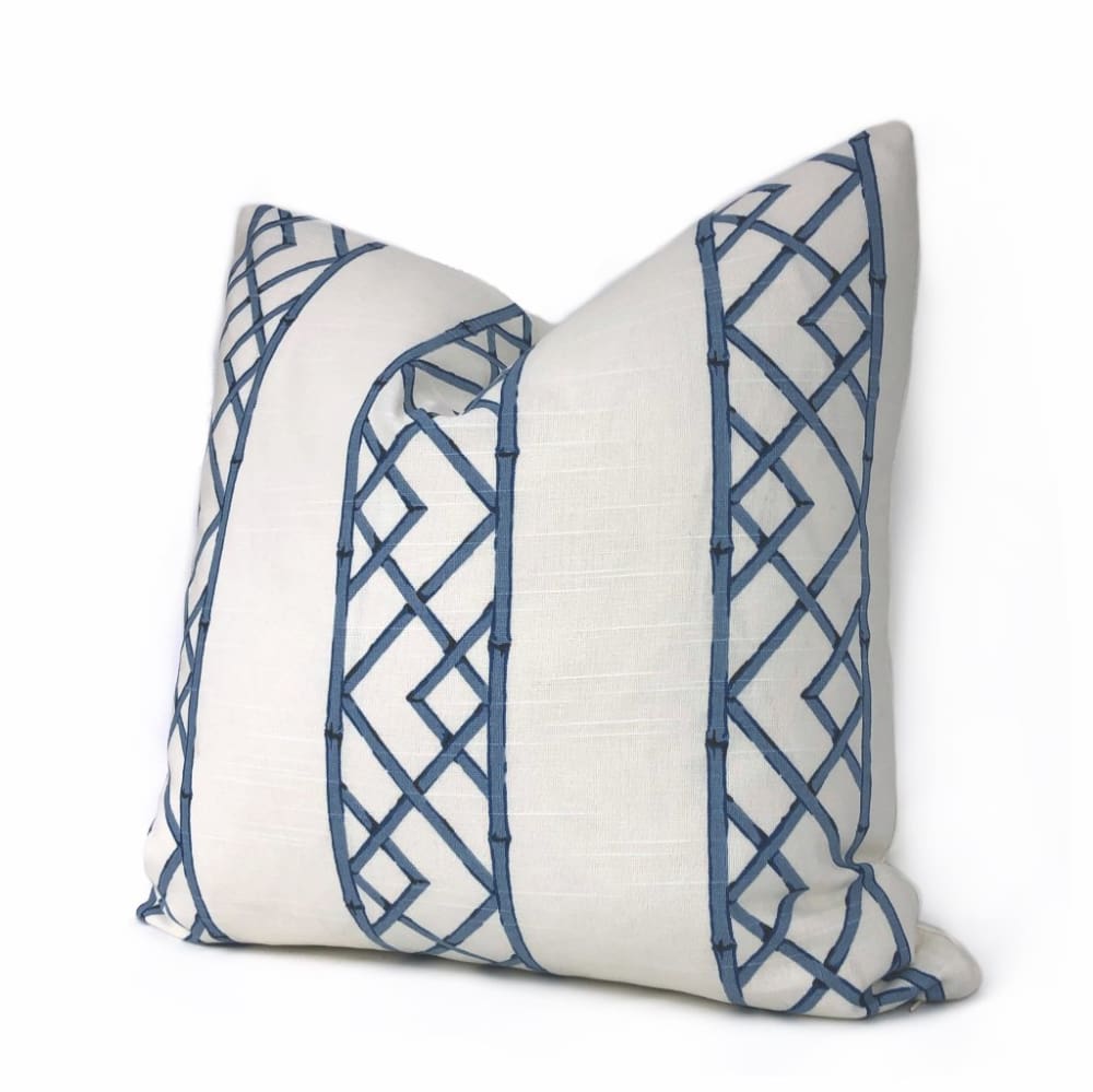 Kravet Latticely Ultramarine Blue White Trellis Linen Pillow Cover - Aloriam
