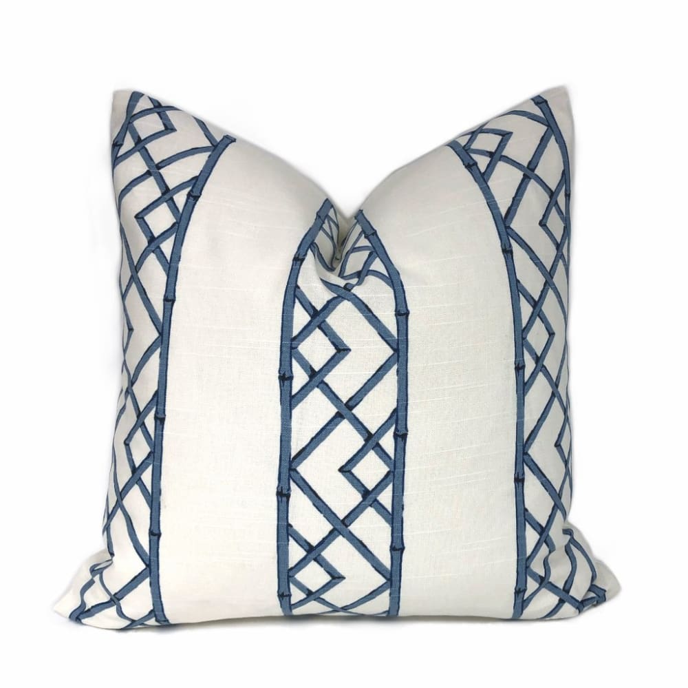 Kravet Latticely Ultramarine Blue White Trellis Linen Pillow Cover - Aloriam
