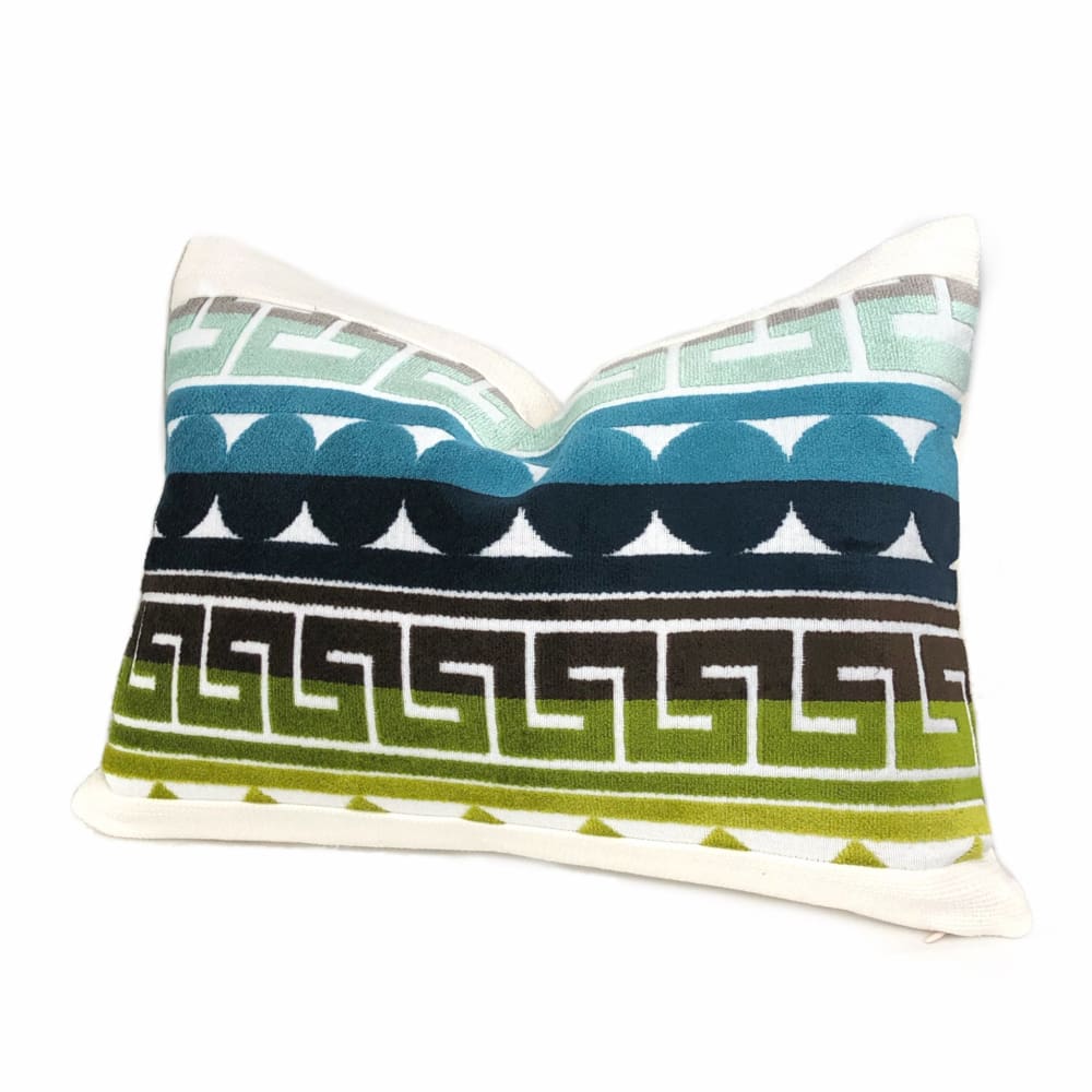 Kravet Seurat Seaside Jonathan Adler Multicolor Cut Velvet Lumbar Pillow Cover - Aloriam
