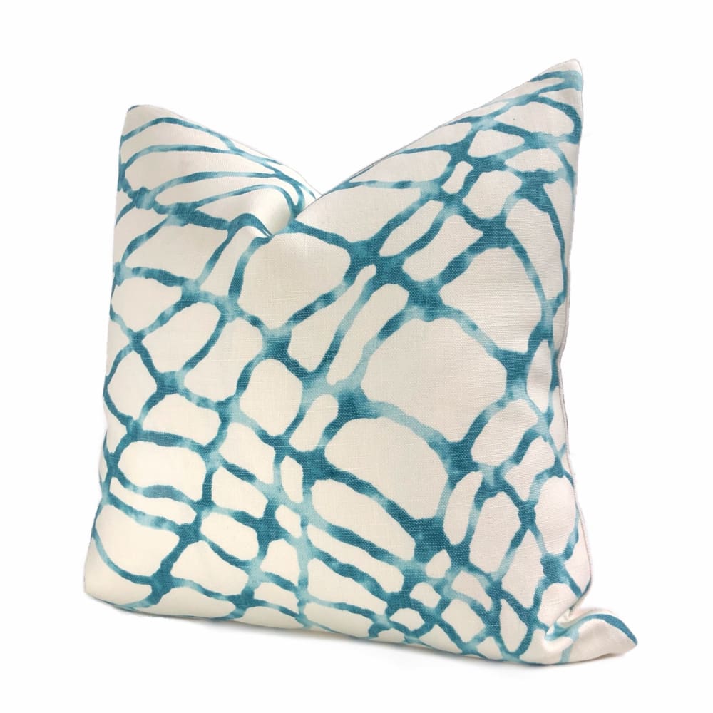 Kravet Waterpolo Lagoon Teal Green White Jeffrey Alan Marks Designer Linen Pillow Cover - Aloriam
