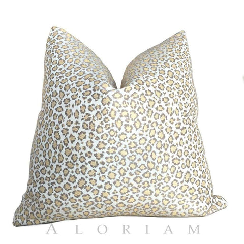 Fabricut Cheetah Leopard Jungle Cat Yellow Cream Gray Spots Pillow Cushion Cover