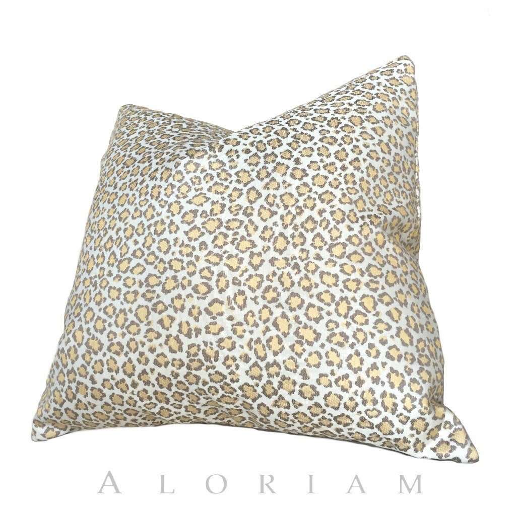 Fabricut Cheetah Leopard Jungle Cat Yellow Cream Gray Spots Pillow Cushion Cover