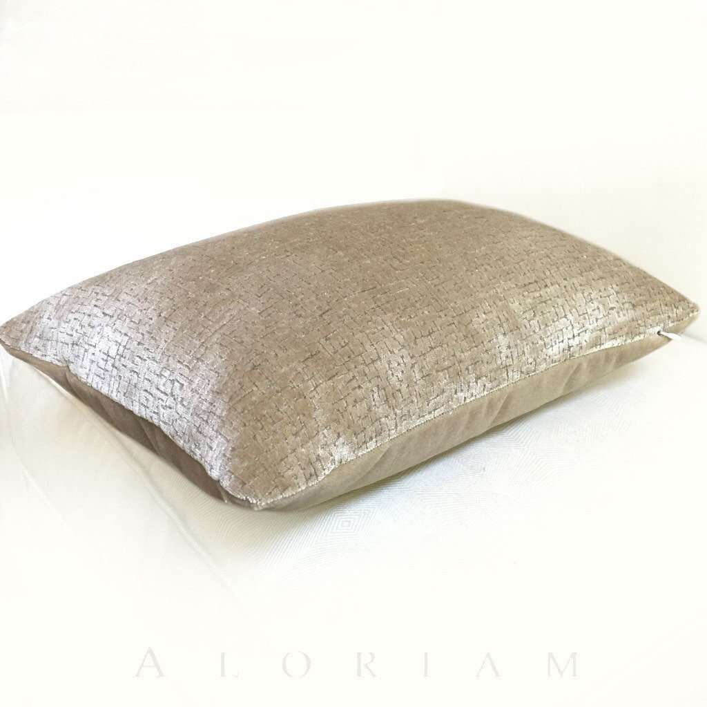 Lee Jofa Threads Calisto Parchment Light Brown Beige Textured Velvet Pillow Cover