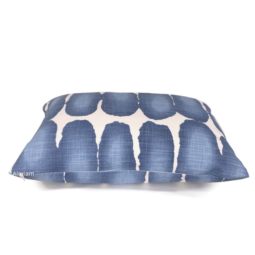 Leto Blue White Paint Dabs Modern Cotton Print Pillow Cover - Aloriam