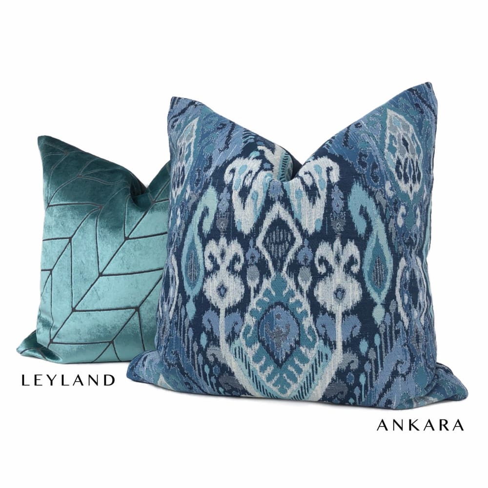Leyland Teal Green Diagonal Chevron Velvet Pillow Cover - Aloriam