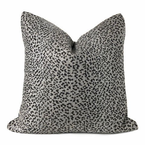 Lionel Black Gray Leopard Spot Chenille Pillow Cover - Aloriam