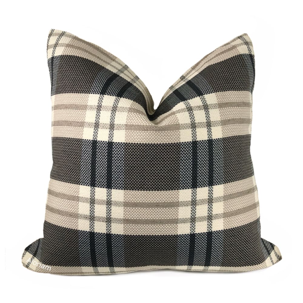 London Plaid Cream Beige Charcoal Pillow Cover (Fabric by the Yard
