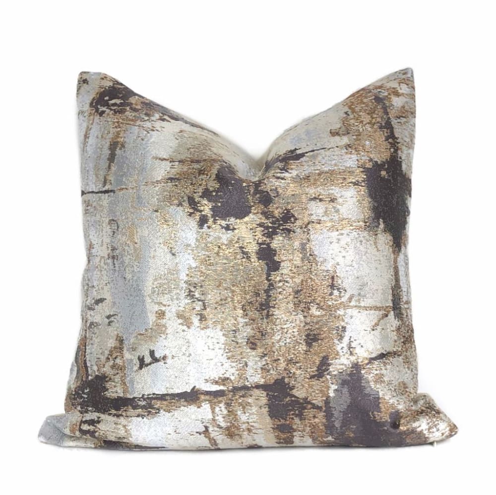 Lumina Metallic Brown Gold Cream Quartz Texture Pillow Cover – Aloriam