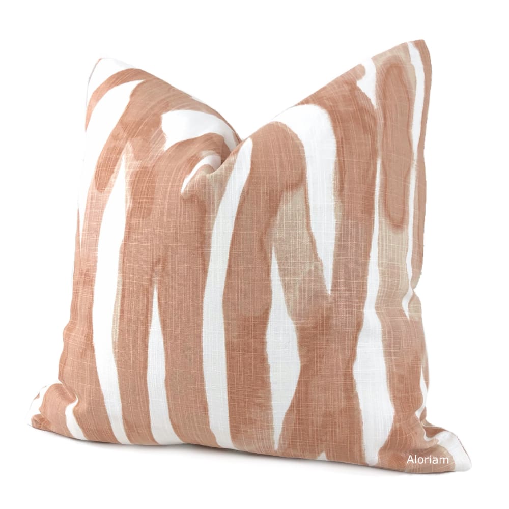 Lyra Coral White Brushstrokes Pillow Cover - Aloriam