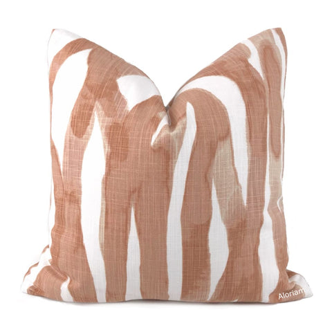 Lyra Coral White Brushstrokes Pillow Cover - Aloriam