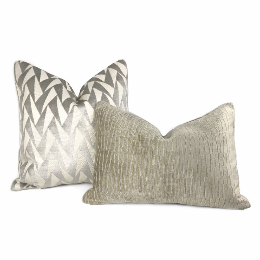 Manuel Canovas Bresis Taupe Zig Zag Velvet Pillow Cover - Aloriam