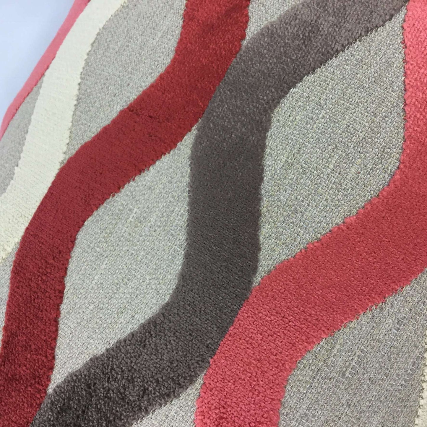 Marion Coral Rust Cream Beige Velvet Wave Stripes Pillow Cover Cushion Pillow Case Euro Sham 16x16 18x18 20x20 22x22 24x24 26x26 28x28 Lumbar Pillow 12x18 12x20 12x24 14x20 16x26 by Aloriam