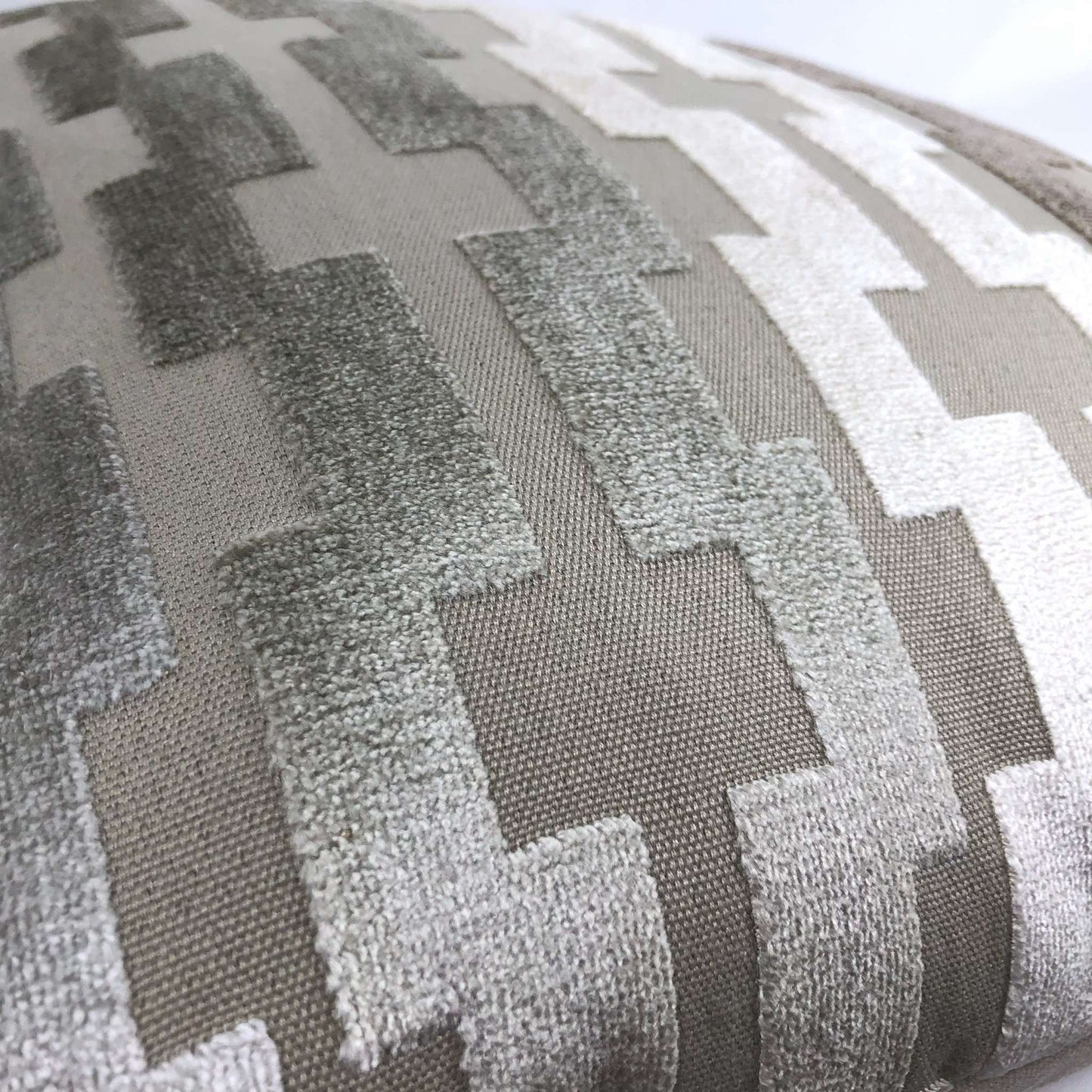 Marlow Taupe Brown Cream Geometric Velvet Stripe Pillow Cover Cushion Pillow Case Euro Sham 16x16 18x18 20x20 22x22 24x24 26x26 28x28 Lumbar Pillow 12x18 12x20 12x24 14x20 16x26 by Aloriam