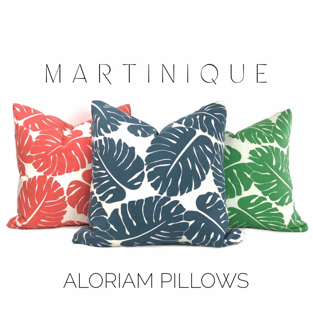 Martinique Coral Orange Modern Palm Leaf Print Pillow Cover - Aloriam