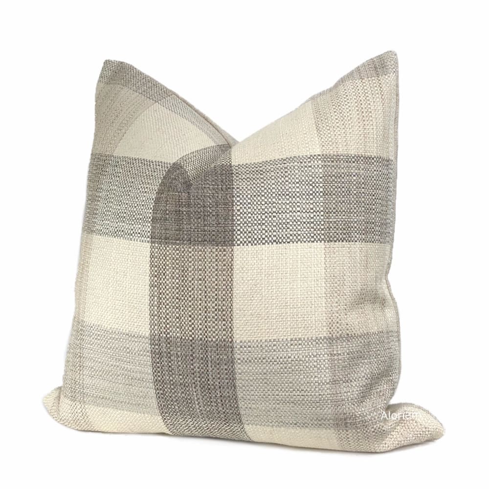 McKinley Cream Beige Brown Buffalo Plaid Pillow Cover - Aloriam