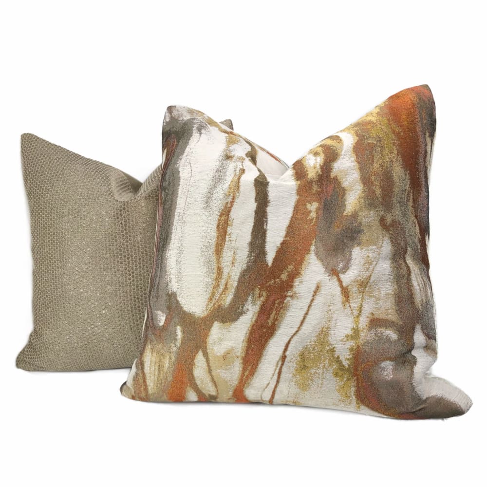 Miravel Copper Gold Brown Abstract Pillow Cover - Aloriam
