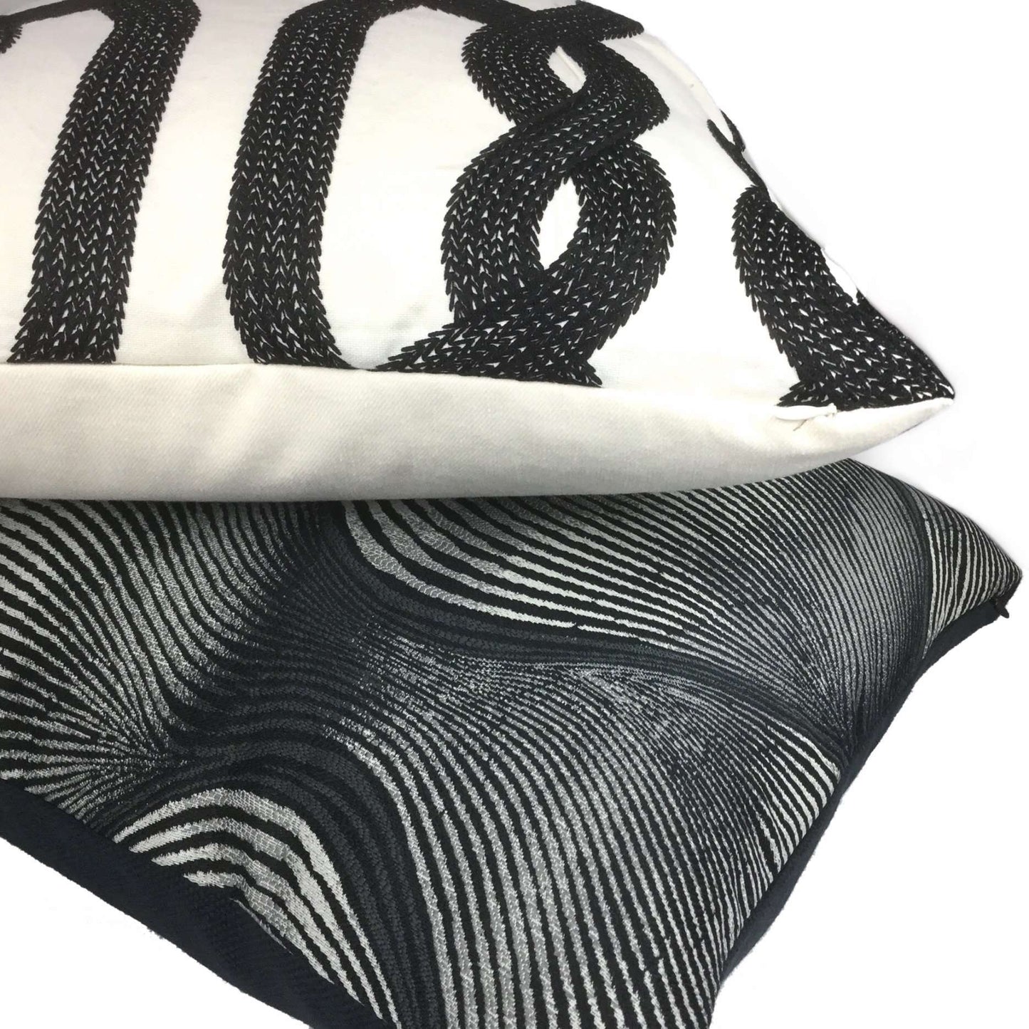 Modern Ogee Swirl Black Silver Gray Pillow Cover Cushion Pillow Case Euro Sham 16x16 18x18 20x20 22x22 24x24 26x26 28x28 Lumbar Pillow 12x18 12x20 12x24 14x20 16x26 by Aloriam