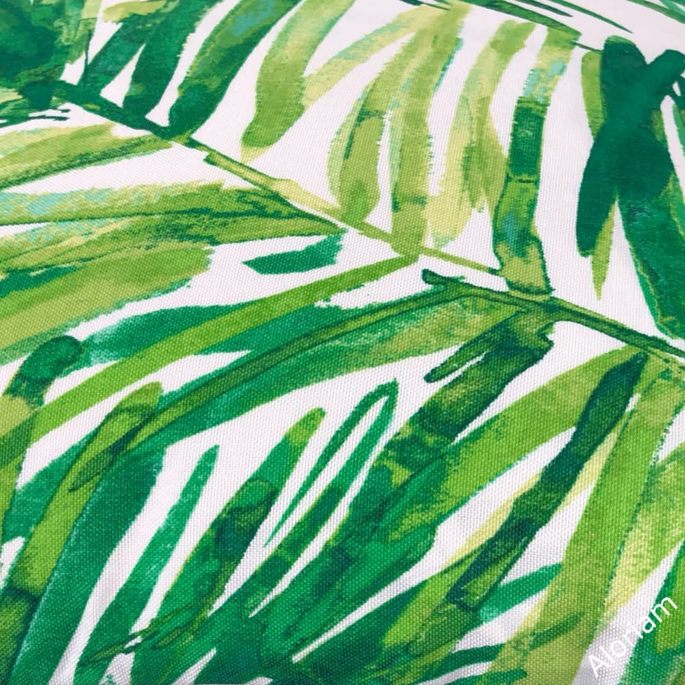 Nassau Green White Tropical Leaf Print Indoor Outdoor Pillow Cover - Aloriam