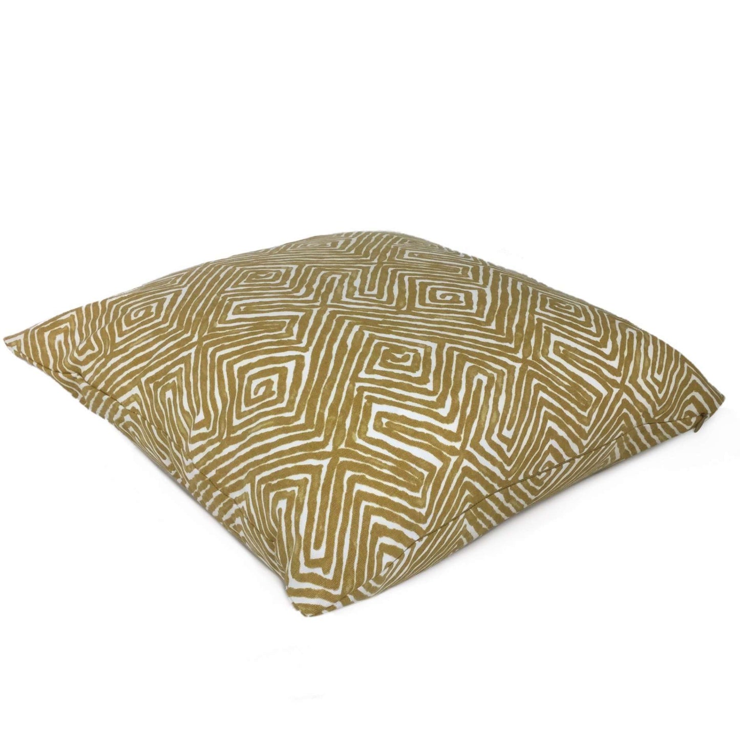 Nate Berkus Tribal Maze Ochre Yellow Cream Cotton Print Throw Pillow Cover