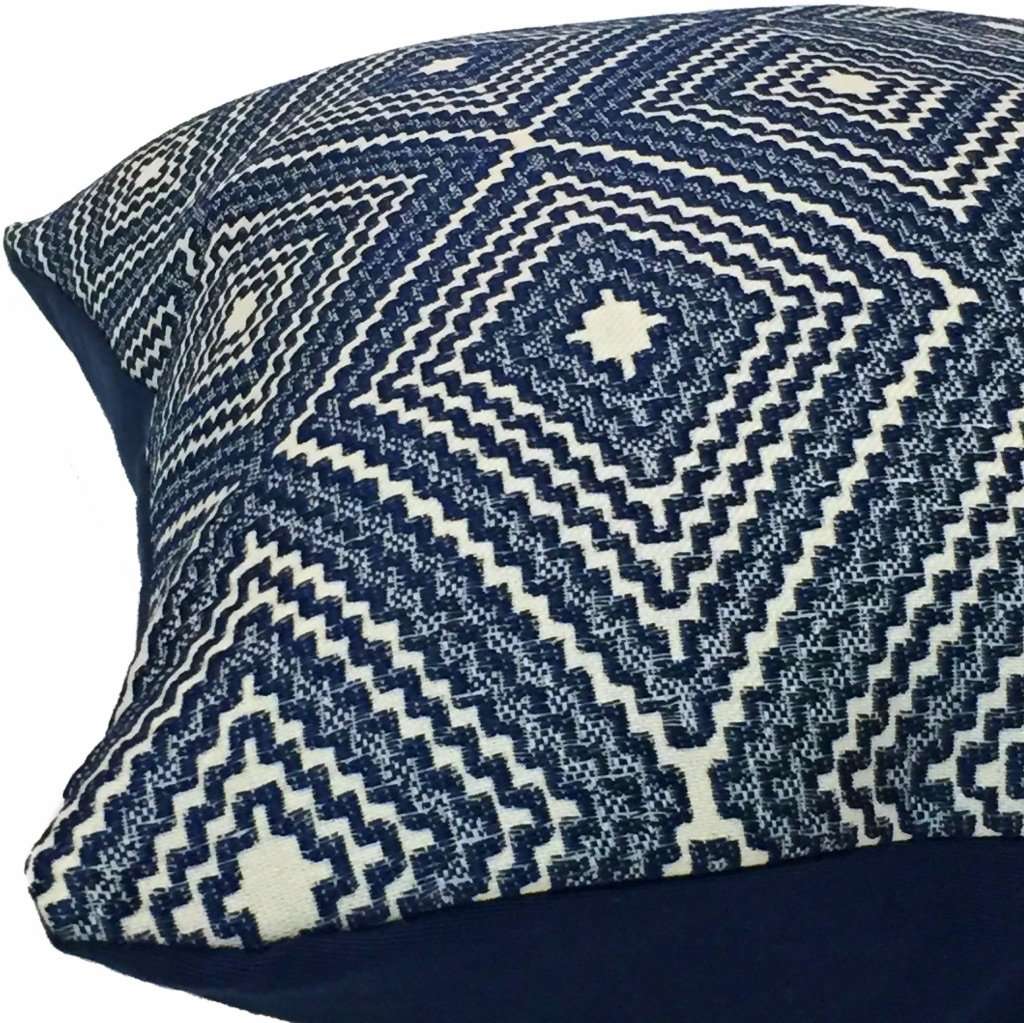 Navy Blue Diamond Geometric Pillow Case Cover