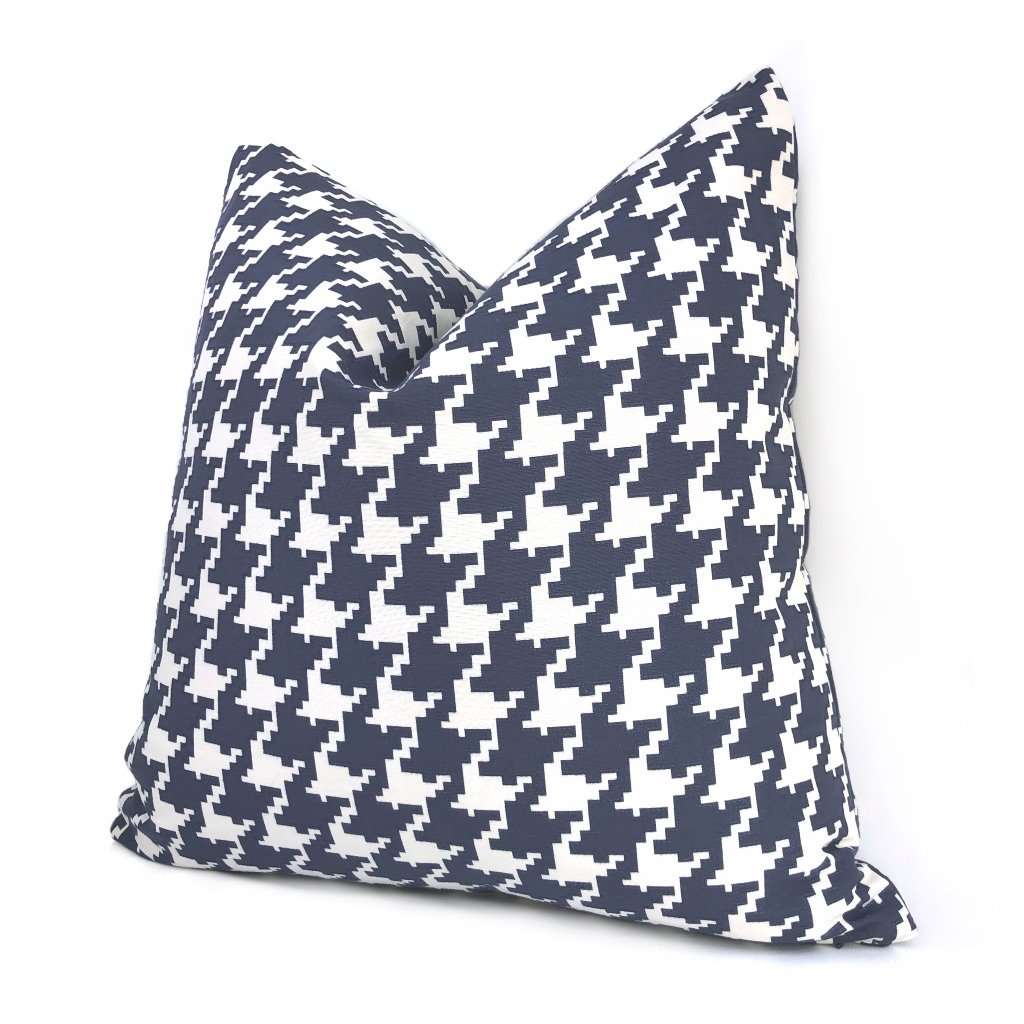 Navy Blue & White Houndstooth Pillow Cover Cushion Pillow Case Euro Sham 16x16 18x18 20x20 22x22 24x24 26x26 28x28 Lumbar Pillow 12x18 12x20 12x24 14x20 16x26 by Aloriam