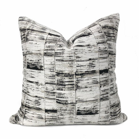 Newman Black Taupe Off-White Abstract Stripe Pillow Cover - Aloriam