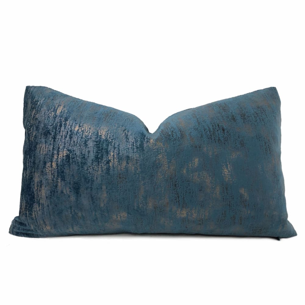 Nimbus Azure Blue Metallic Quartz Velveteen Pillow Cover - Aloriam