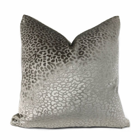 Nyssa Silvery Taupe Leopard Embossed Velvet Pillow Cover - Aloriam