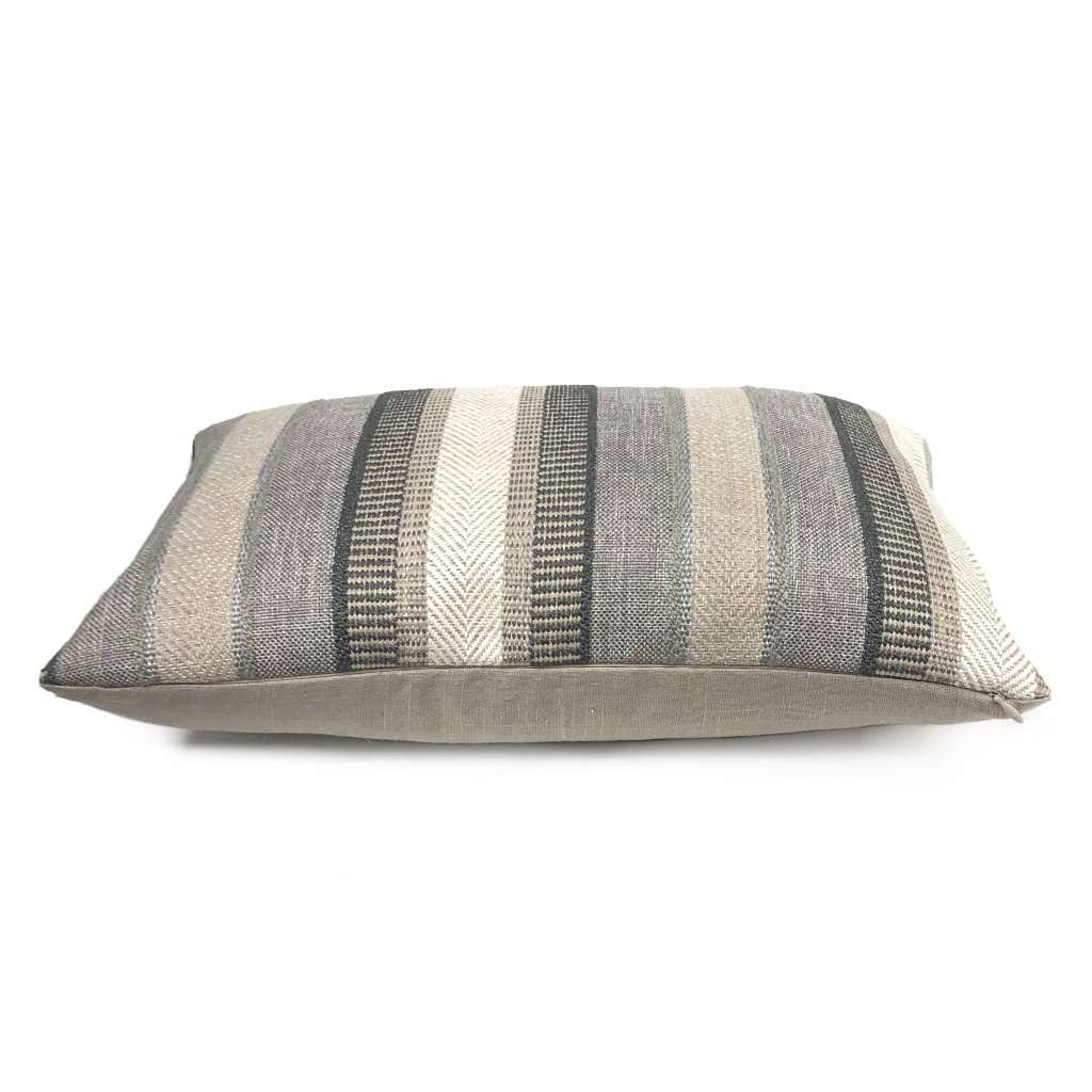 Ogilvie Neutral Earth Tones Textured Stripe Pillow Cover Cushion Pillow Case Euro Sham 16x16 18x18 20x20 22x22 24x24 26x26 28x28 Lumbar Pillow 12x18 12x20 12x24 14x20 16x26 by Aloriam