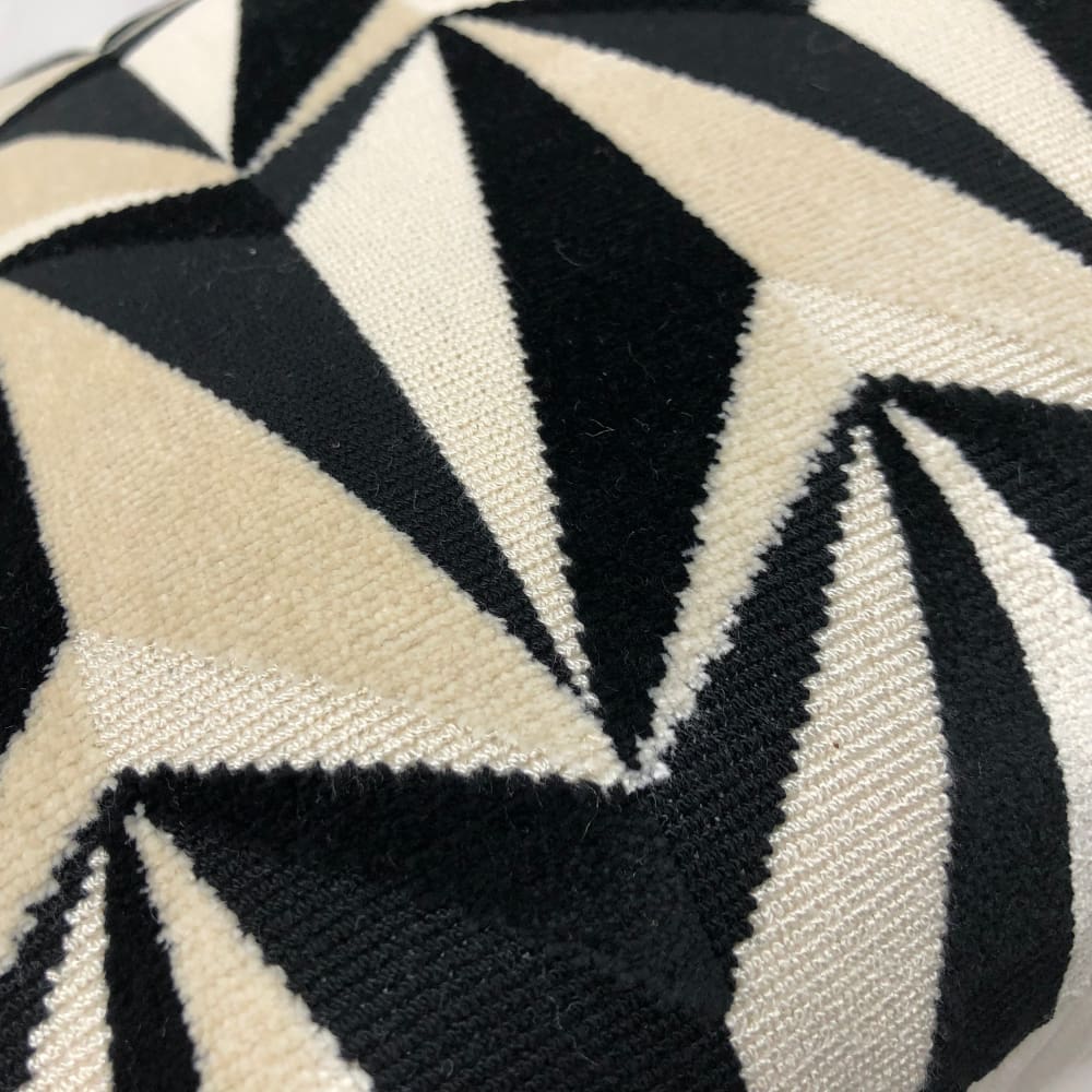 Origami Rockets Black Cream Geometric Velvet Pillow Cover - Aloriam
