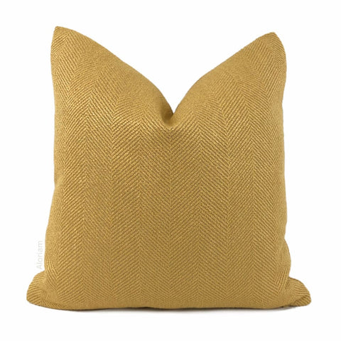 Parker Ochre Yellow Herringbone Pillow Cover - Aloriam