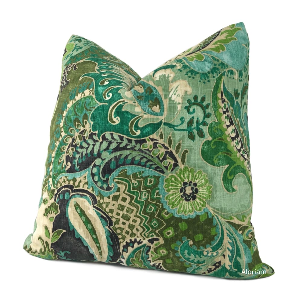 Persephone Green Multicolor Floral Print Pillow Cover - Aloriam