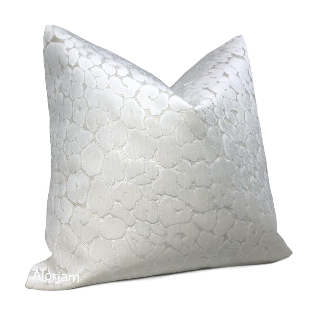 Phoebe Snow White Leopard Velvet Pillow Cover - Aloriam