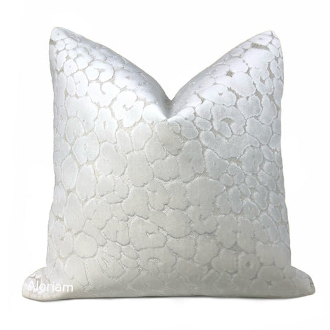 Phoebe Snow White Leopard Velvet Pillow Cover - Aloriam