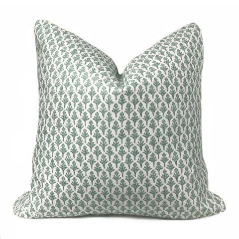 Ponce Eucalyptus Green White Leaf Print Pillow Cover (Lacefield Designs fabric) - Aloriam