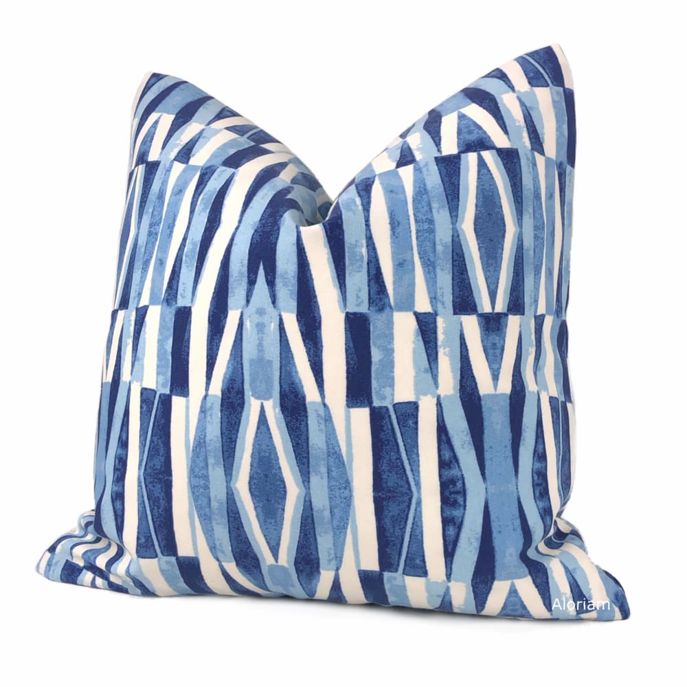 Positano Blue White Indoor Outdoor Pillow Cover - Aloriam