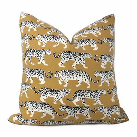 Prowling Leopards Camel Beige Indoor Outdoor Pillow Cover - Aloriam