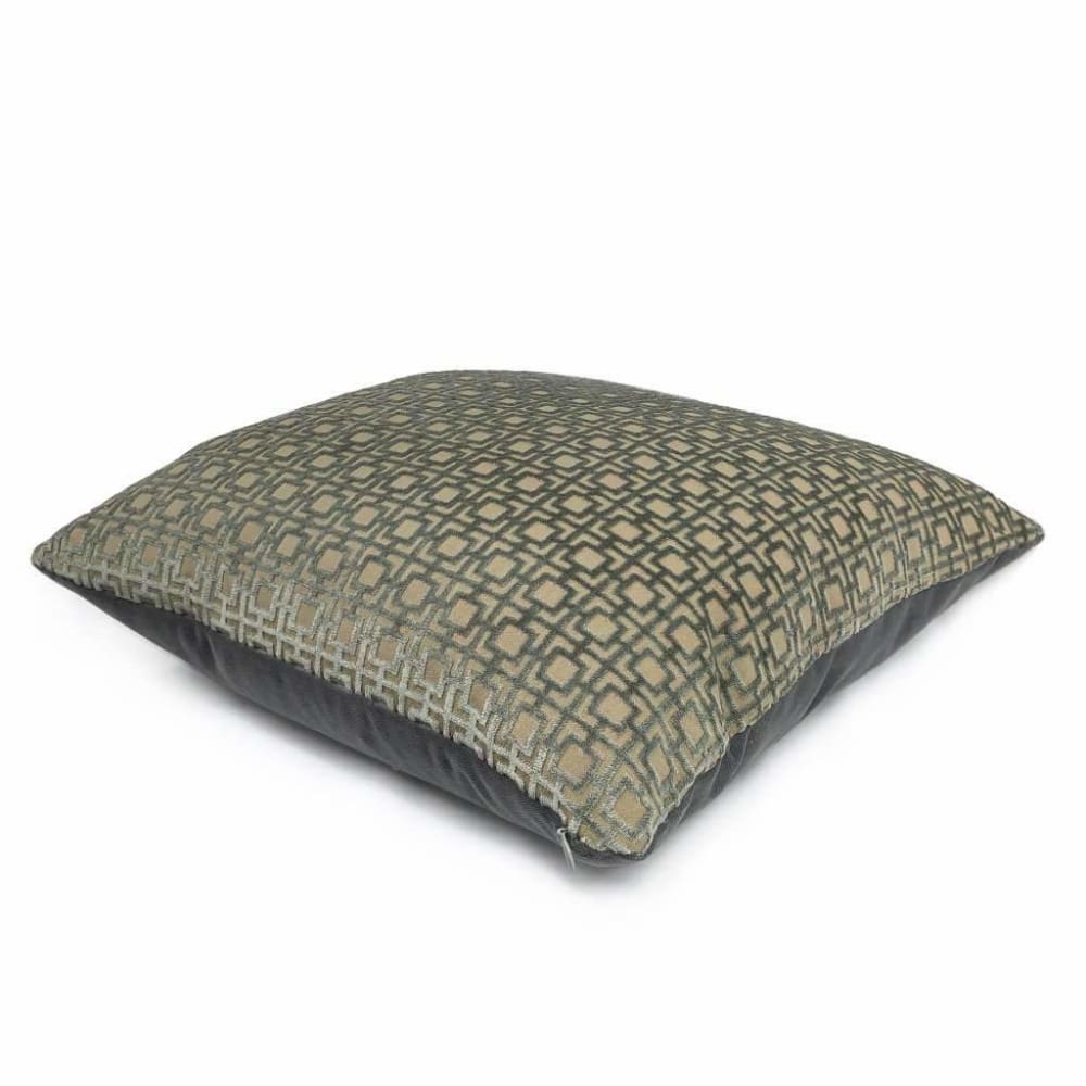 Quattro Storm Gray Geometric Square Lattice Cut Velvet Pillow Cover Cushion Pillow Case Euro Sham 16x16 18x18 20x20 22x22 24x24 26x26 28x28 Lumbar Pillow 12x18 12x20 12x24 14x20 16x26 by Aloriam
