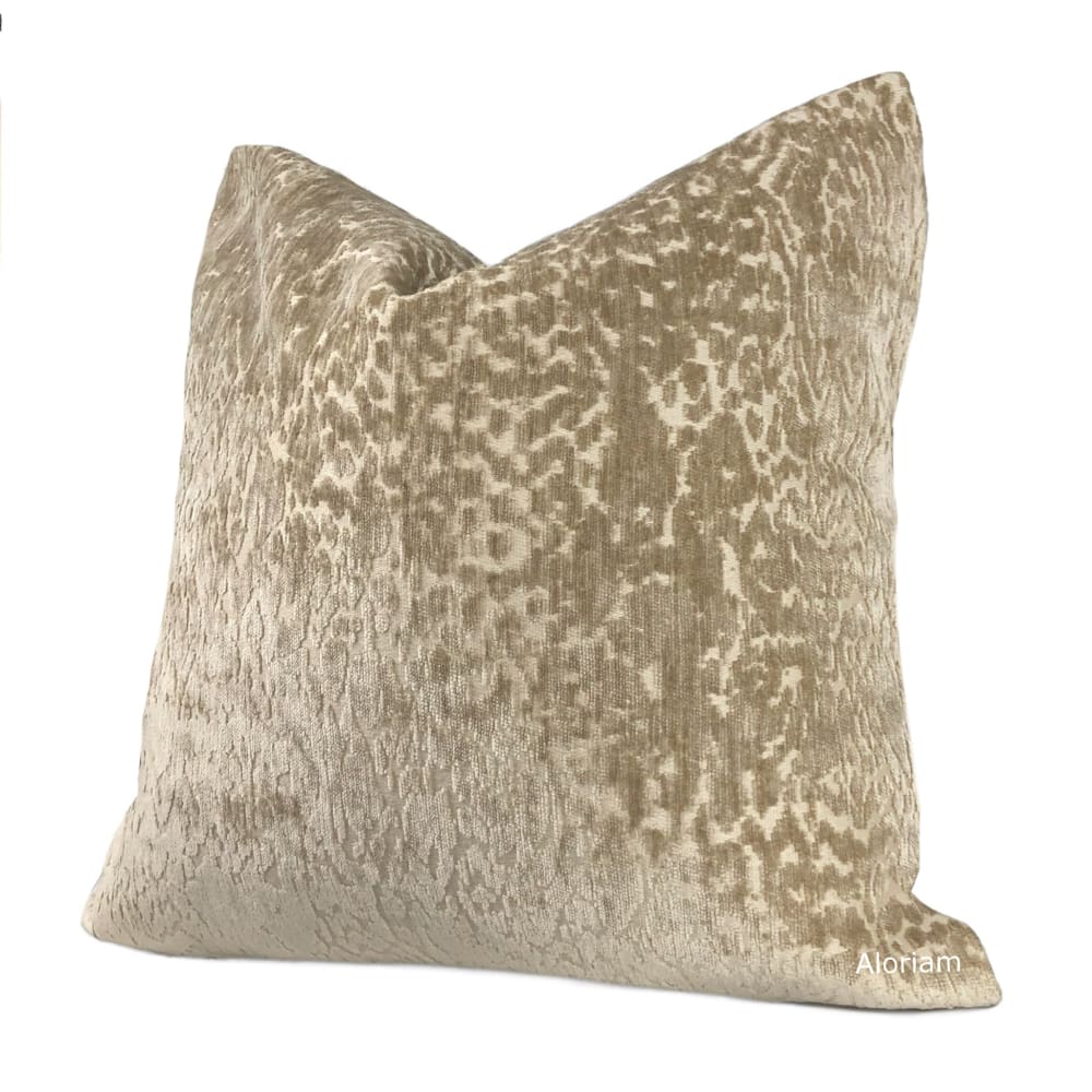 Regis Driftwood Brown Leopard Textured Chenille Pillow Cover - Aloriam